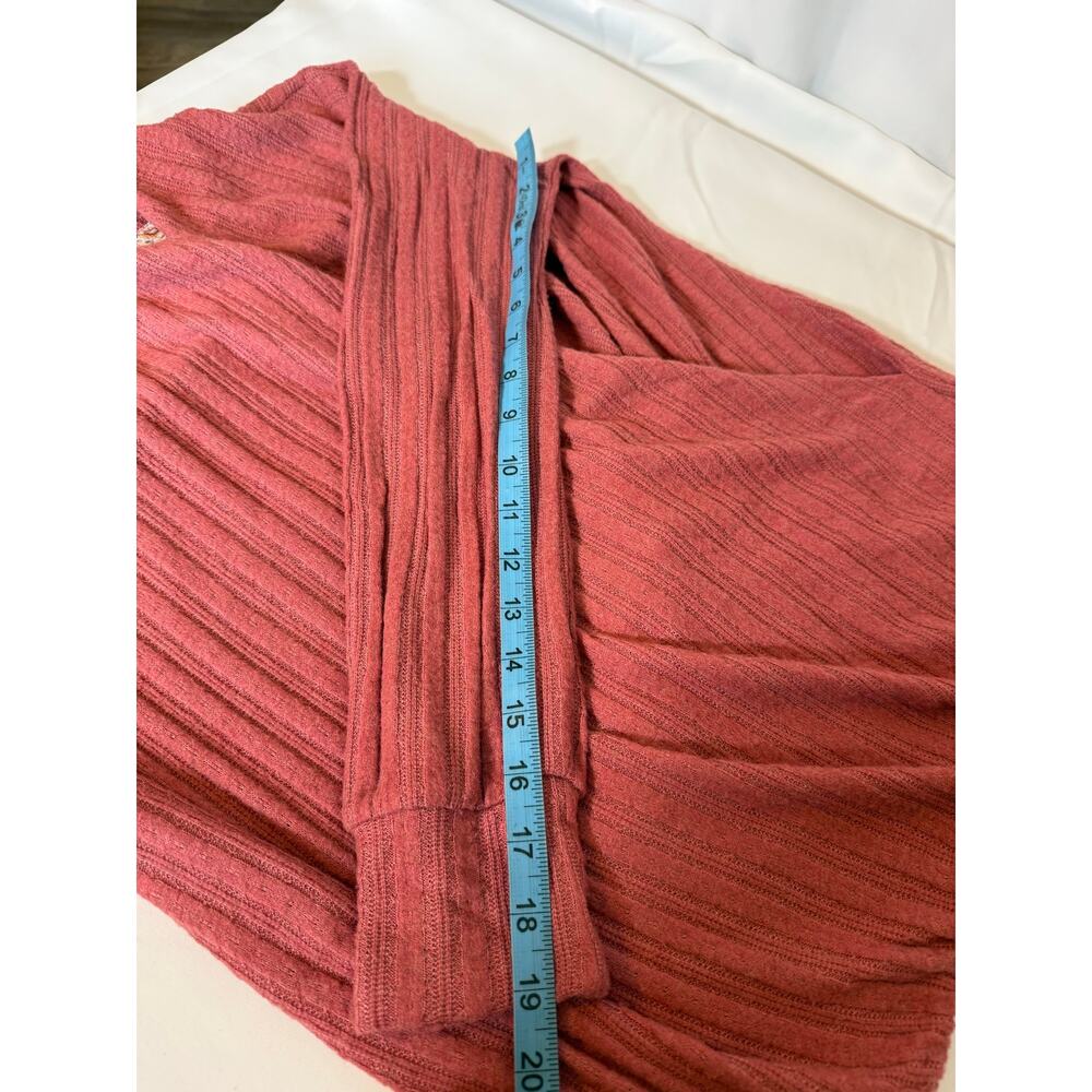 Mauve Wrap Sweater Rose Pink Waffle Knit Thermal Long Sleeve Anthropologie Small - Picture 6 of 8